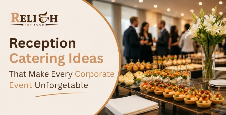 Elegant food catering setup for a corporate reception event