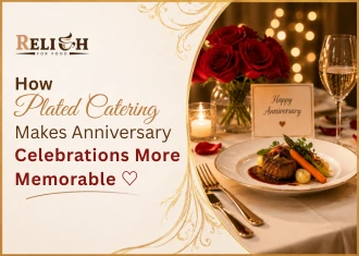 Elegant plated catering and romantic anniversary dinner setup